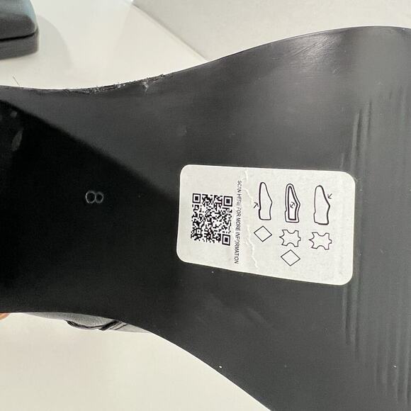 ASOS Leather Boots Womens 8 Mid Calf Chunky Square Toe Y2K Goth Gore NEW - Picture 13 of 13